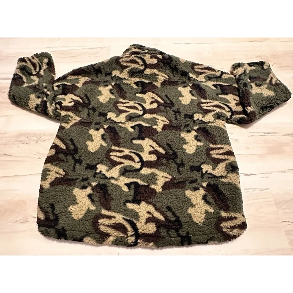 Elodie Women Large Jacket 1/4 Zip Fleece‎ Camo Printed Oversize